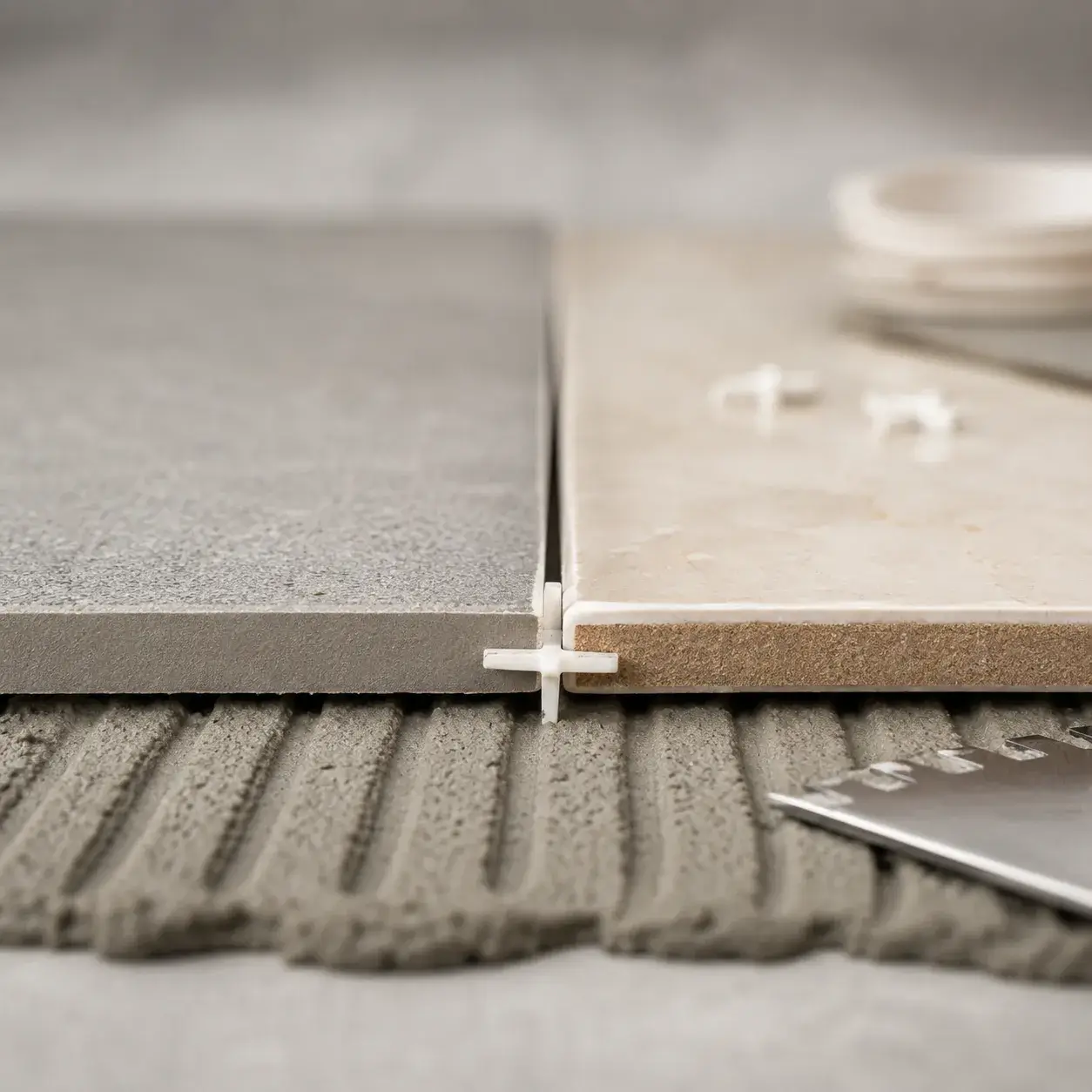 Water droplet sitting on porcelain tile surface showing low absorption